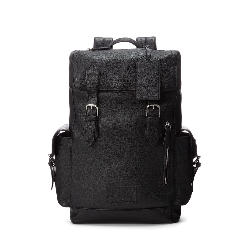 Polo Ralph Lauren Pebble Leather Backpack Black NWT